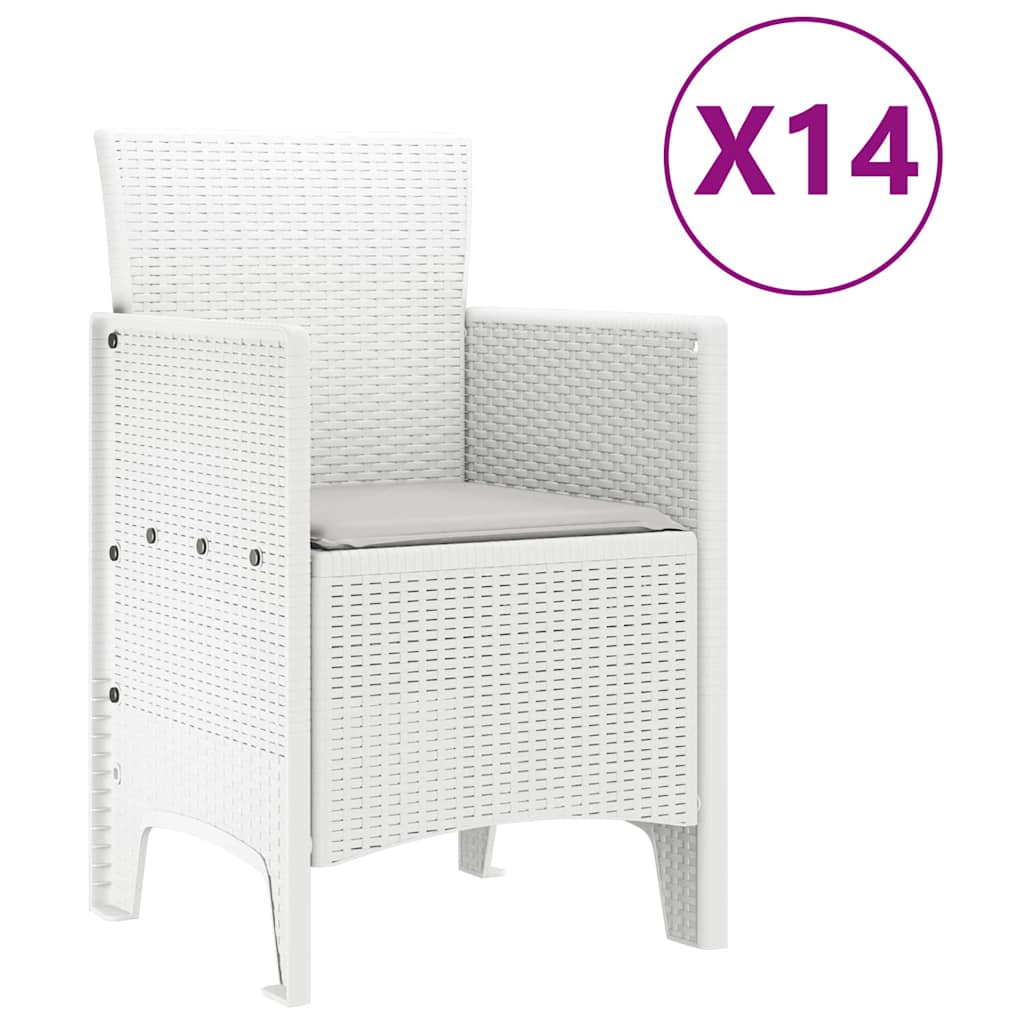 Hage Spisegruppe 15 stk. Hvit Polt rattan