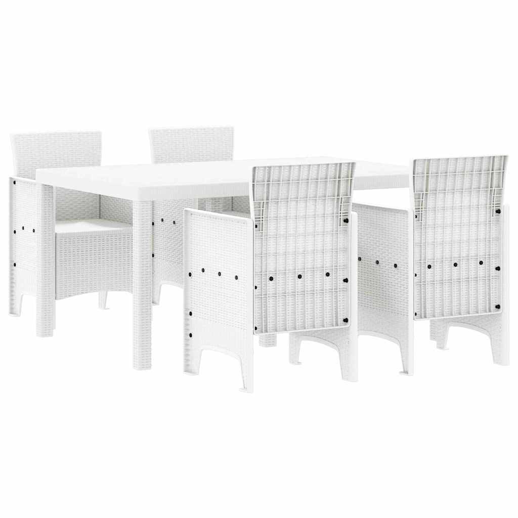 Hage Spisegruppe 5 stk. Hvit Polt rattan