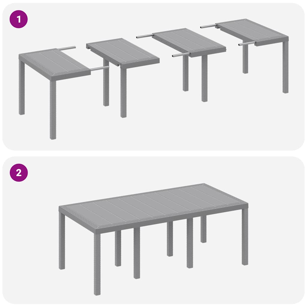 Hage Spisegruppe 7 pcs Lysegrå Polypropen