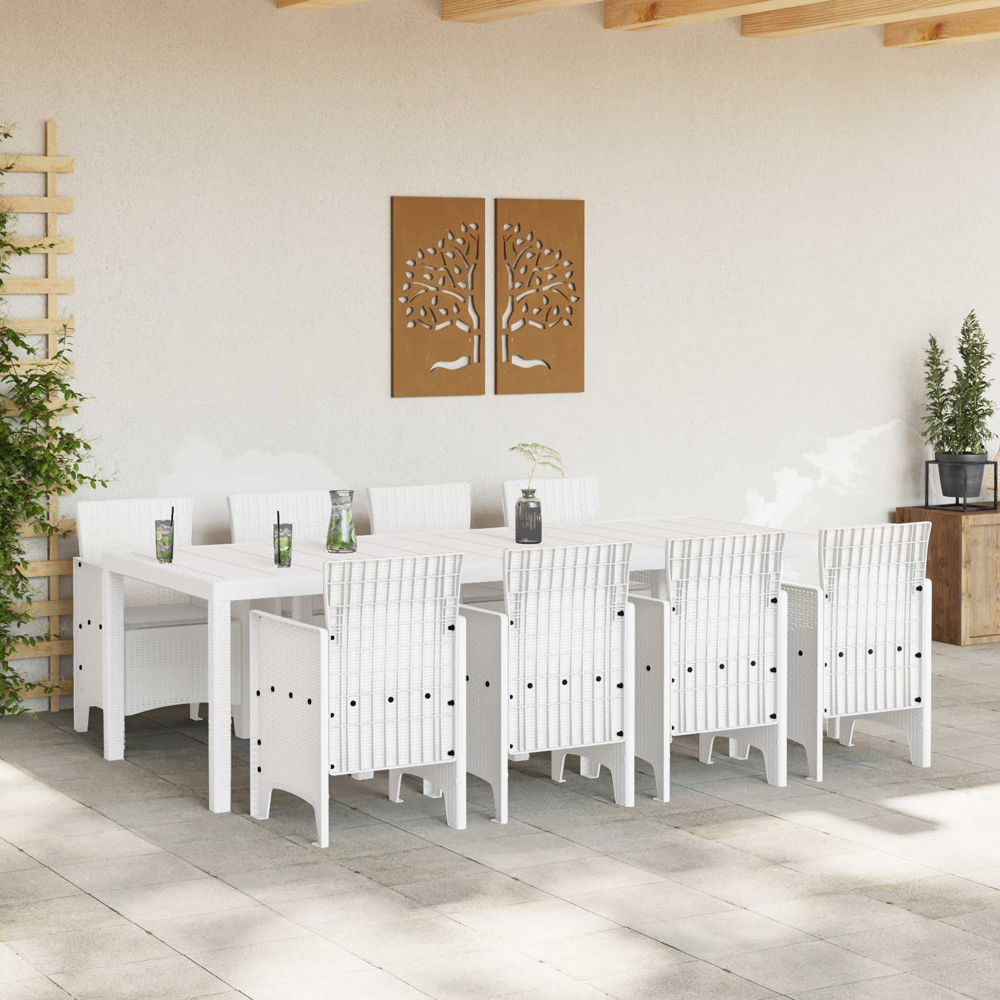 Hage Spisegruppe 9 stk. Hvit Polypropen