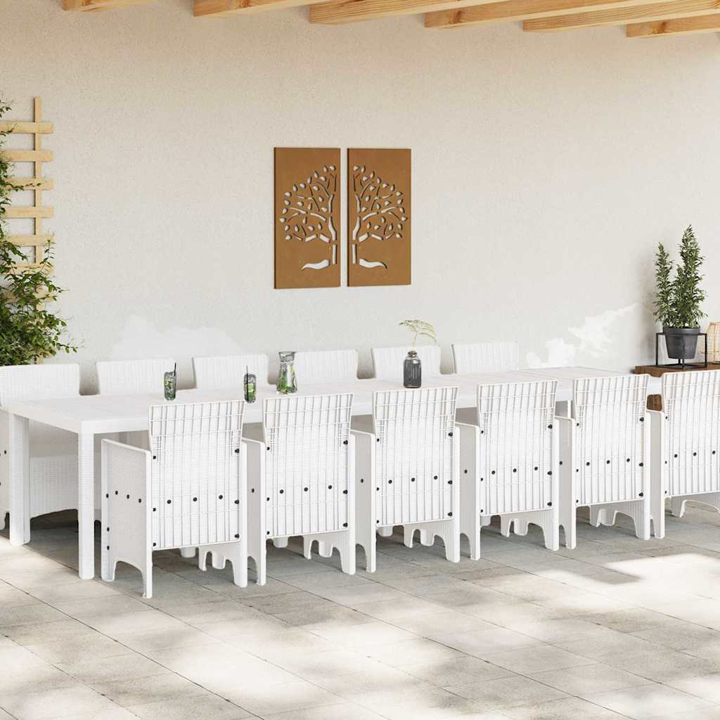 Hage Spisegruppe 13 stk. Hvit Polt rattan