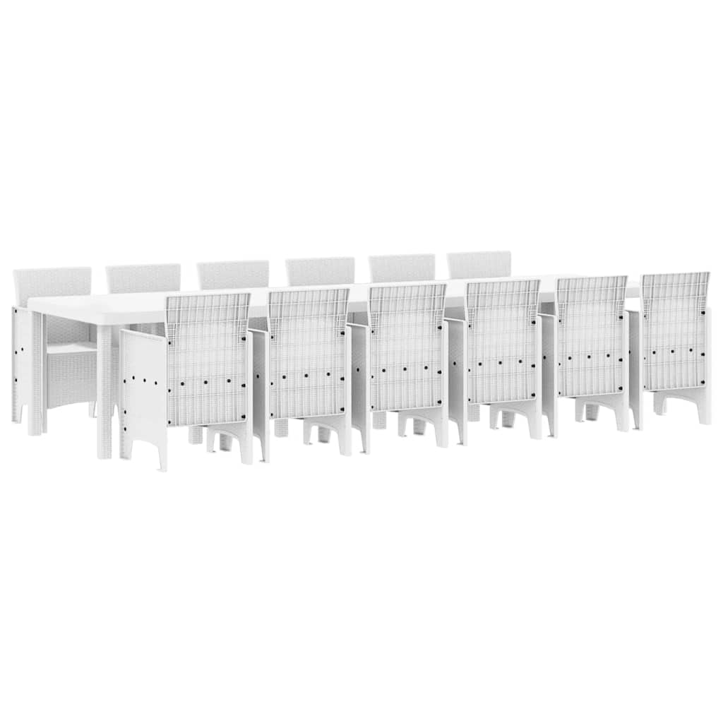 Hage Spisegruppe 13 stk. Hvit Polt rattan
