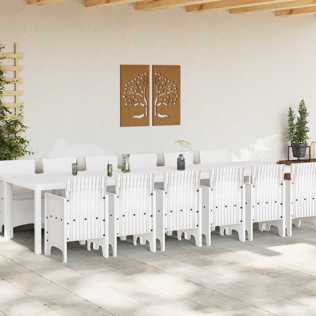 Hage Spisegruppe 13 stk. Hvit Polt rattan