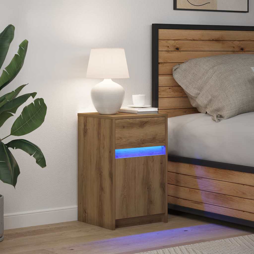 LED Nattbordskap artisan eik 38 x 34 x 61 cm Konstruert tre