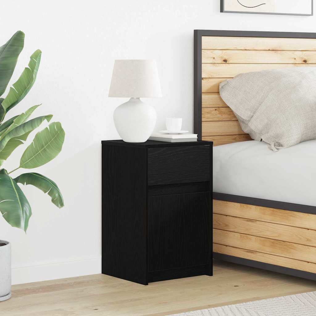 LED Nattbordskap Svart eik 38 x 34 x 61 cm Konstruert tre
