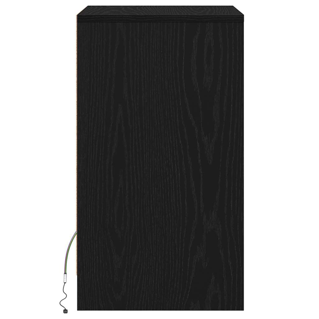 LED Nattbordskap Svart eik 38 x 34 x 61 cm Konstruert tre