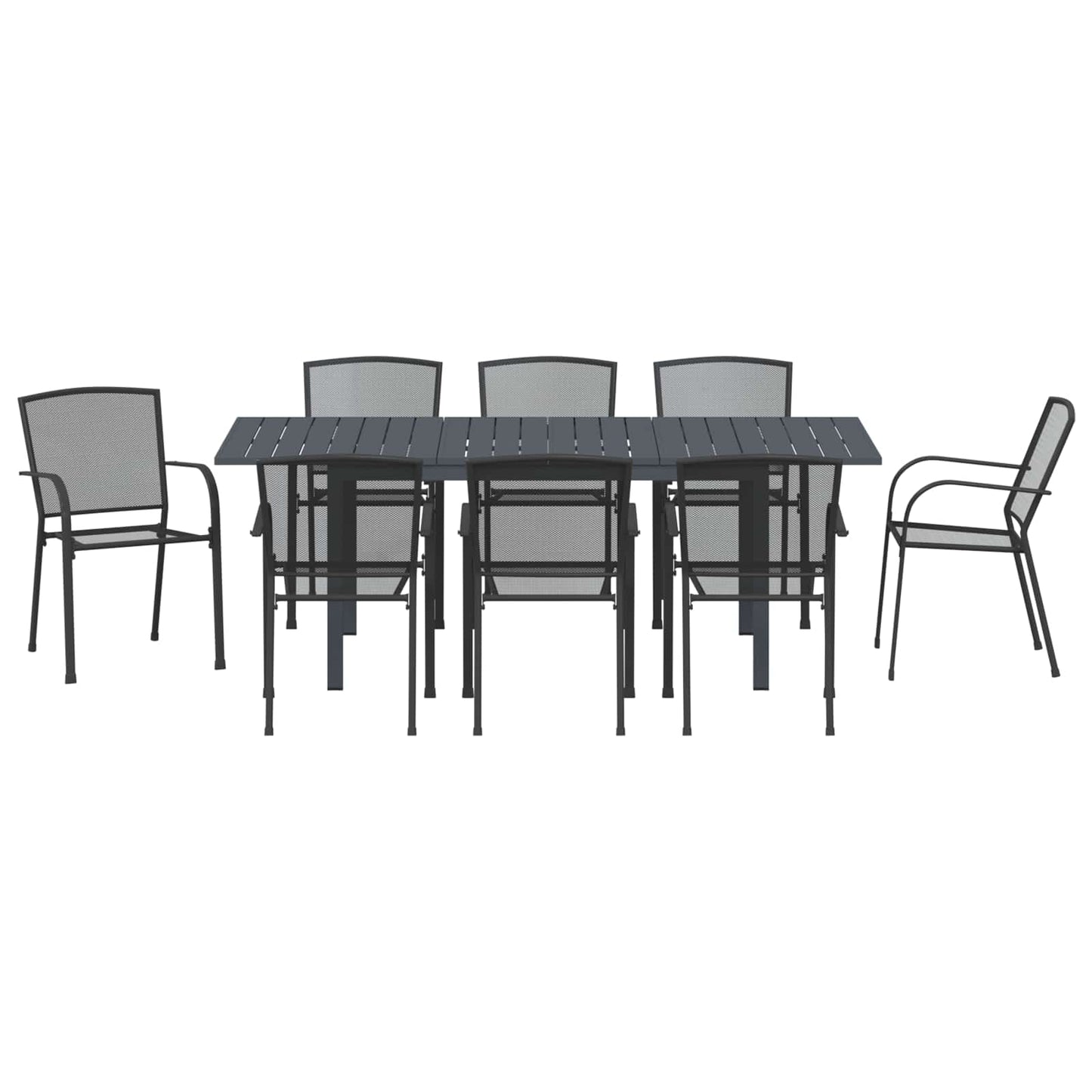 Hage Spisegruppe 9 pcs Antrasitt Stål