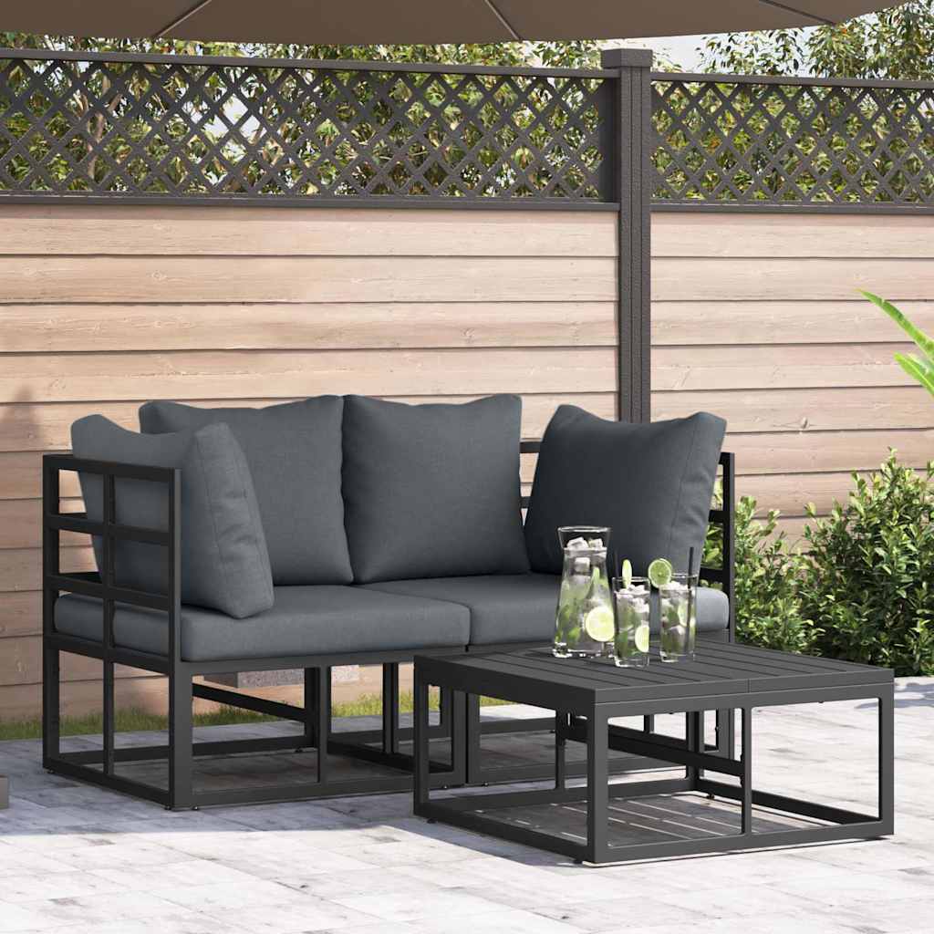Hagesofa Set 3 pcs Svart Metall