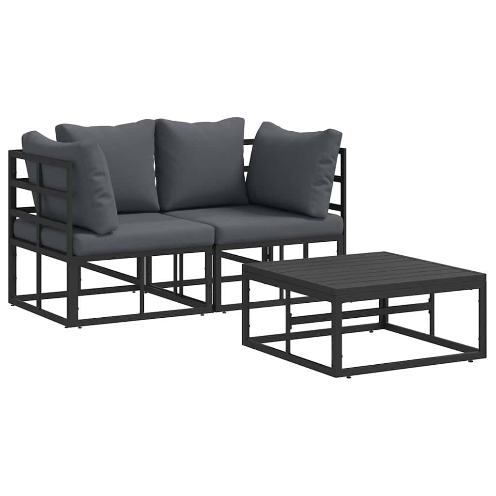 Hagesofa Set 3 pcs Svart Metall