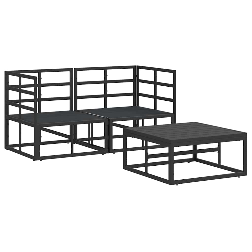 Hagesofa Set 3 pcs Svart Metall