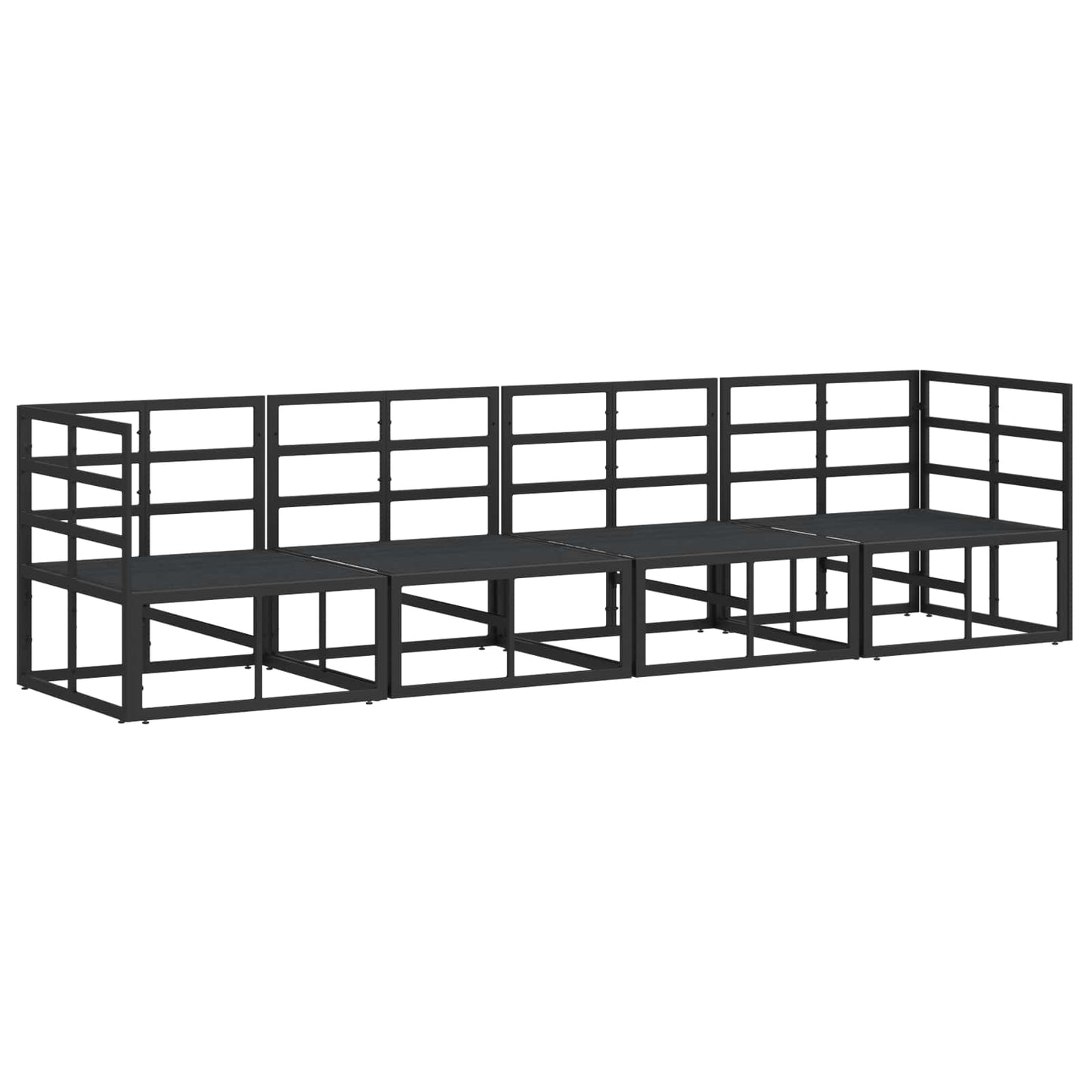 Hagesofa Set 4 pcs Svart Metall