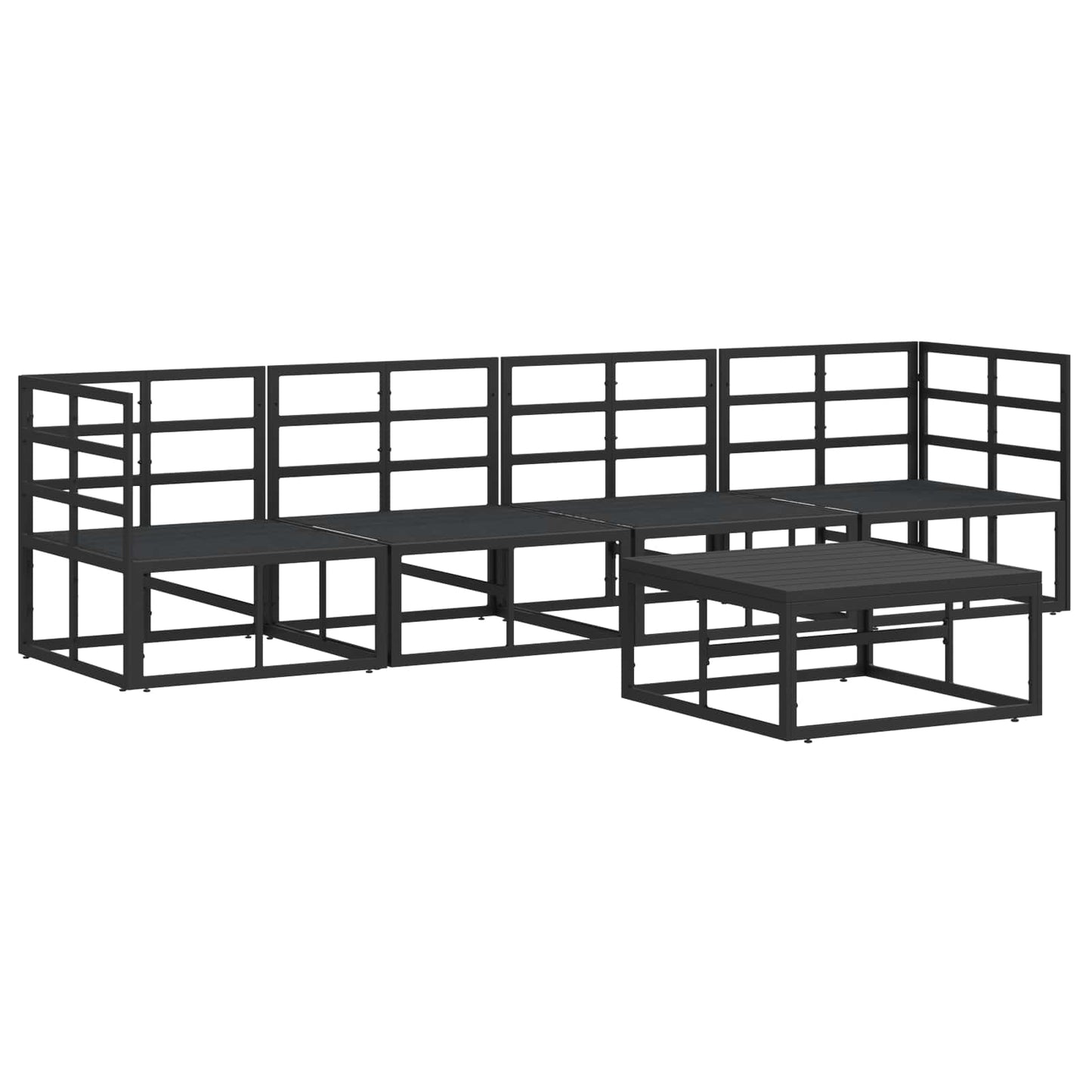 Hagesofa Set 5 pcs Svart Metall