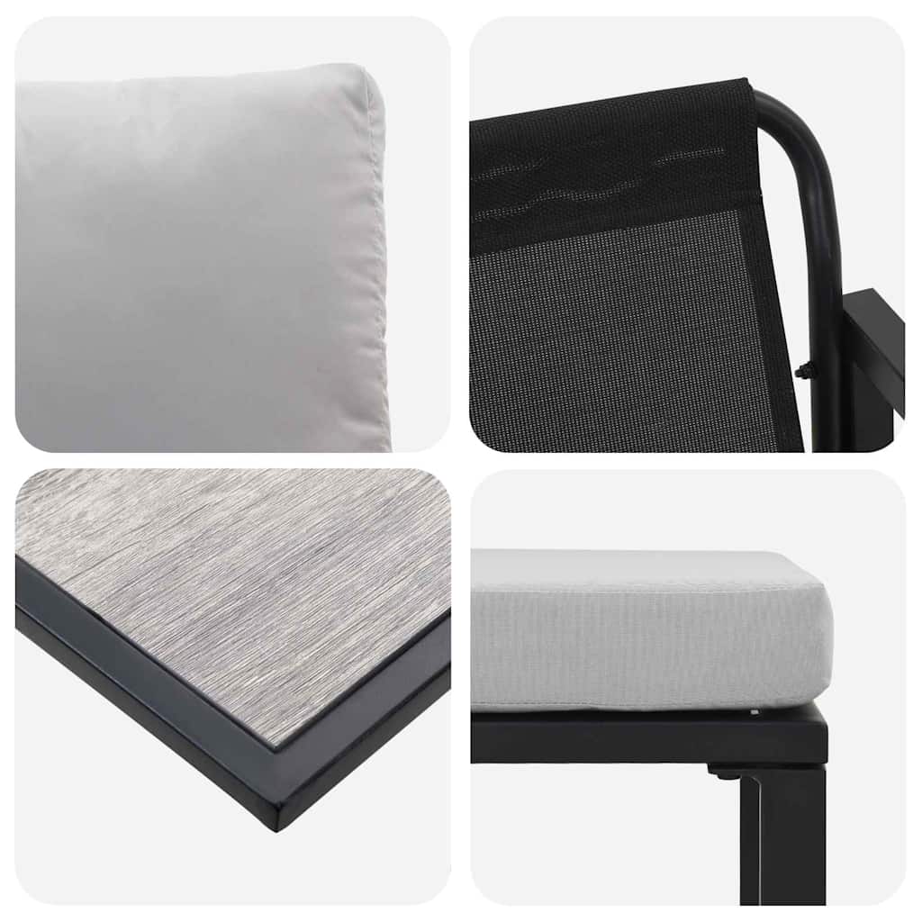 Hagesofa Set 6 pcs Svart Stål