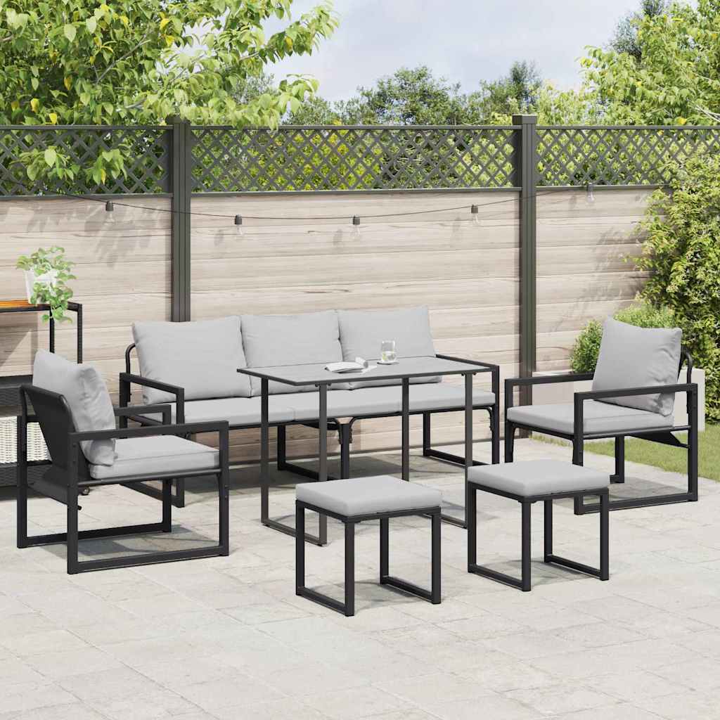 Hagesofa Set 6 pcs Svart Stål