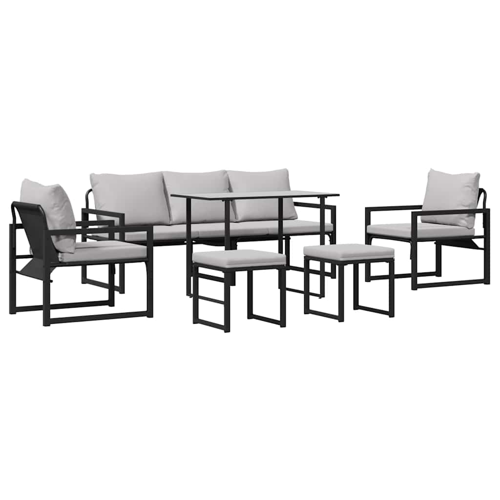 Hagesofa Set 6 pcs Svart Stål