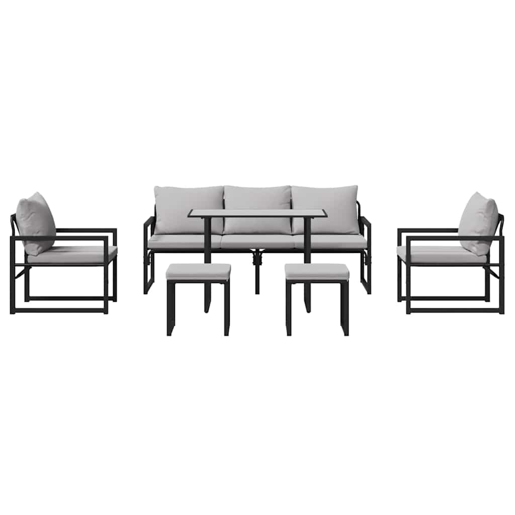 Hagesofa Set 6 pcs Svart Stål