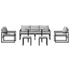 Hagesofa Set 6 pcs Svart Stål