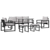 Hagesofa Set 6 pcs Svart Stål