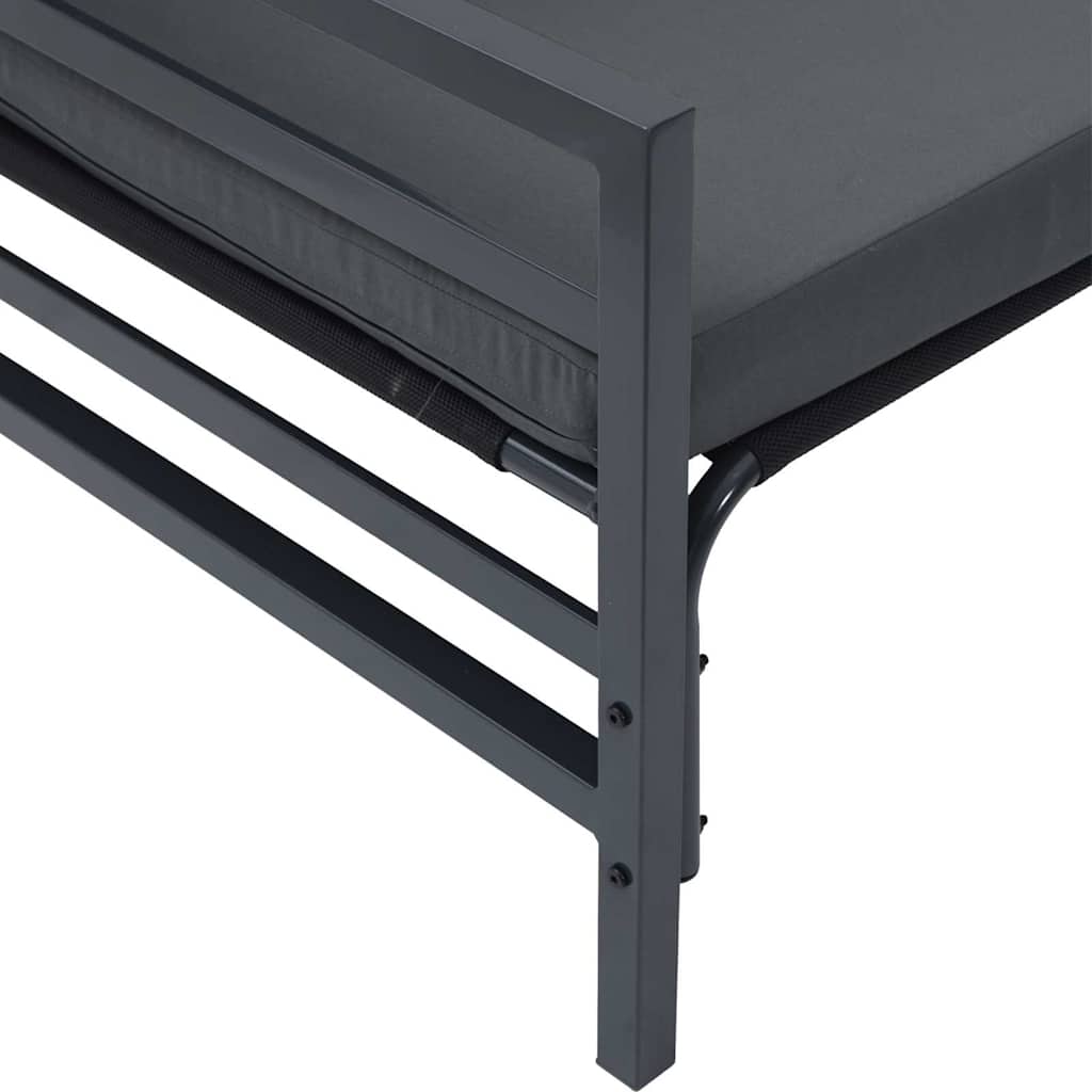 Hagesofa Set med pute 5 pcs Svart Stål