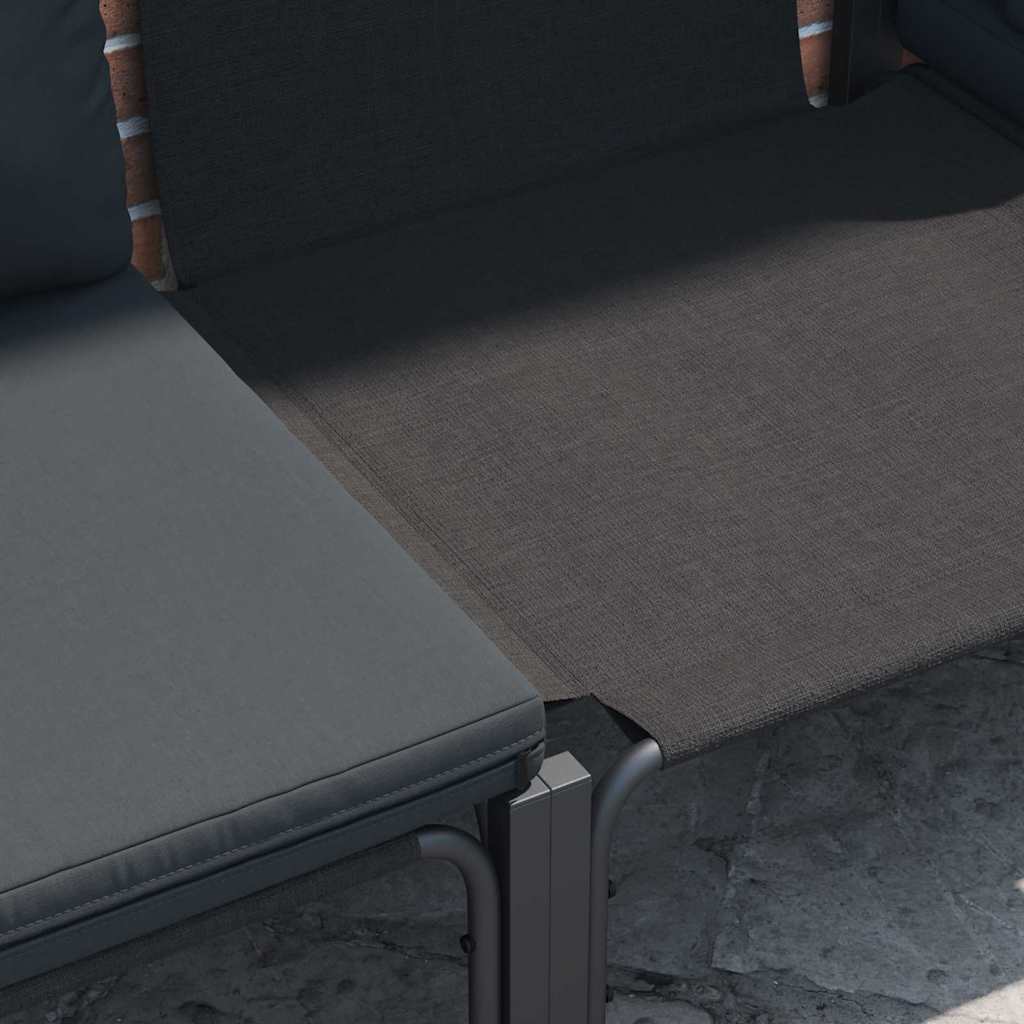 Hagesofa Set med pute 5 pcs Svart Stål