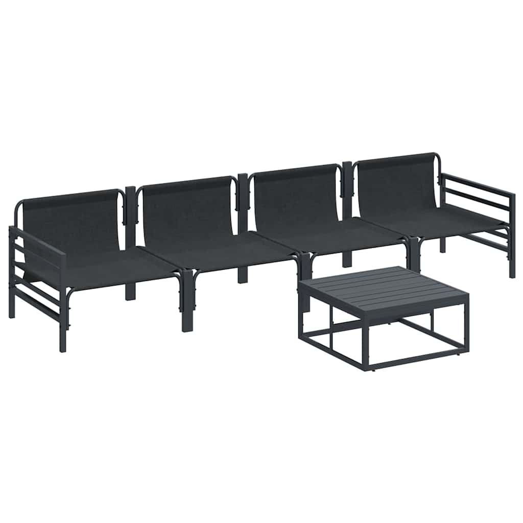 Hagesofa Set med pute 5 pcs Svart Stål