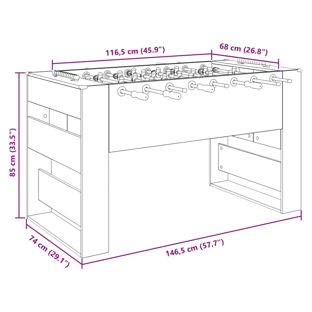 Buzzebord Sonoma eik 146,5 x 74 x 85 cm Konstruert tre