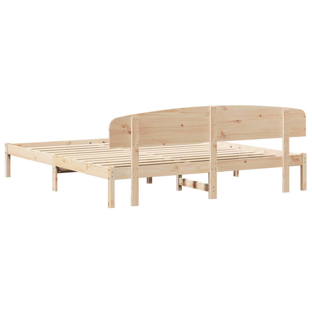 Sengestamme med hodegjerde Naturlig 200 x 200 cm Massiv furu
