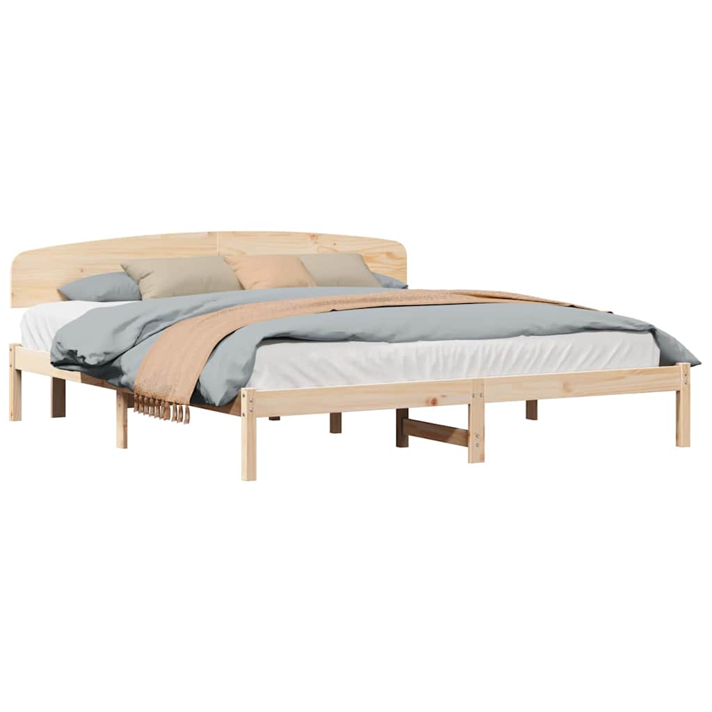 Sengestamme med hodegjerde Brun 200 x 200 cm Massivt furutre