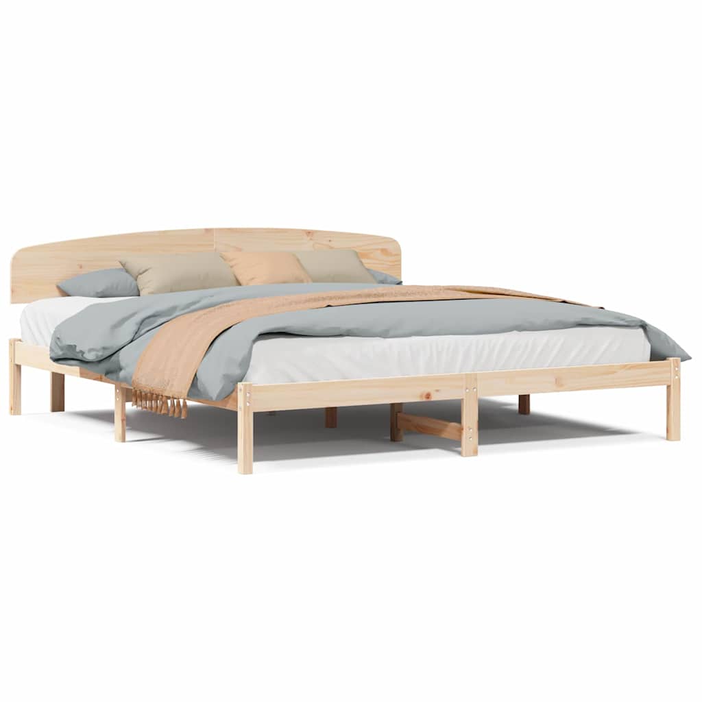 Sengestamme med hodegjerde Brun 200 x 200 cm Massivt furutre