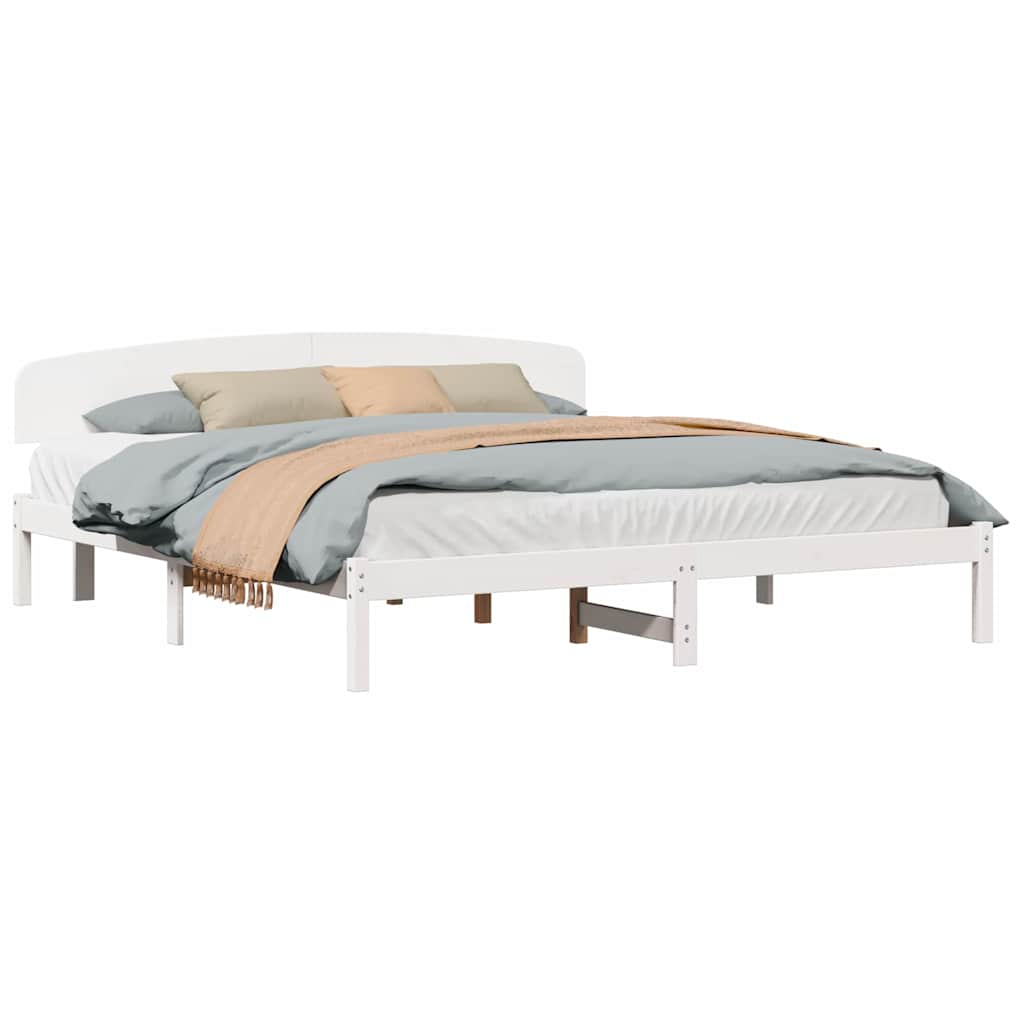 Sengestamme med hodegjerde Hvit 200 x 200 cm Massiv furu