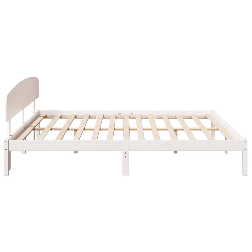 Sengestamme med hodegjerde Hvit 200 x 200 cm Massivt furutre