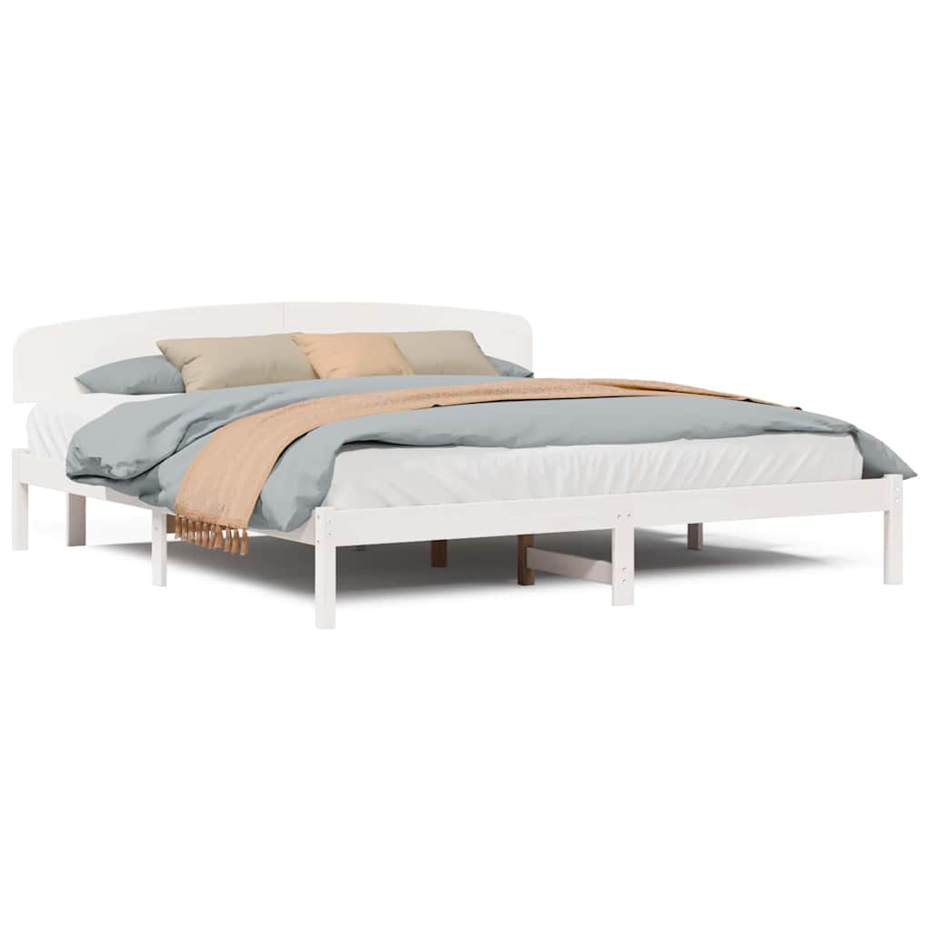 Sengestamme med hodegjerde Hvit 200 x 200 cm Massivt furutre