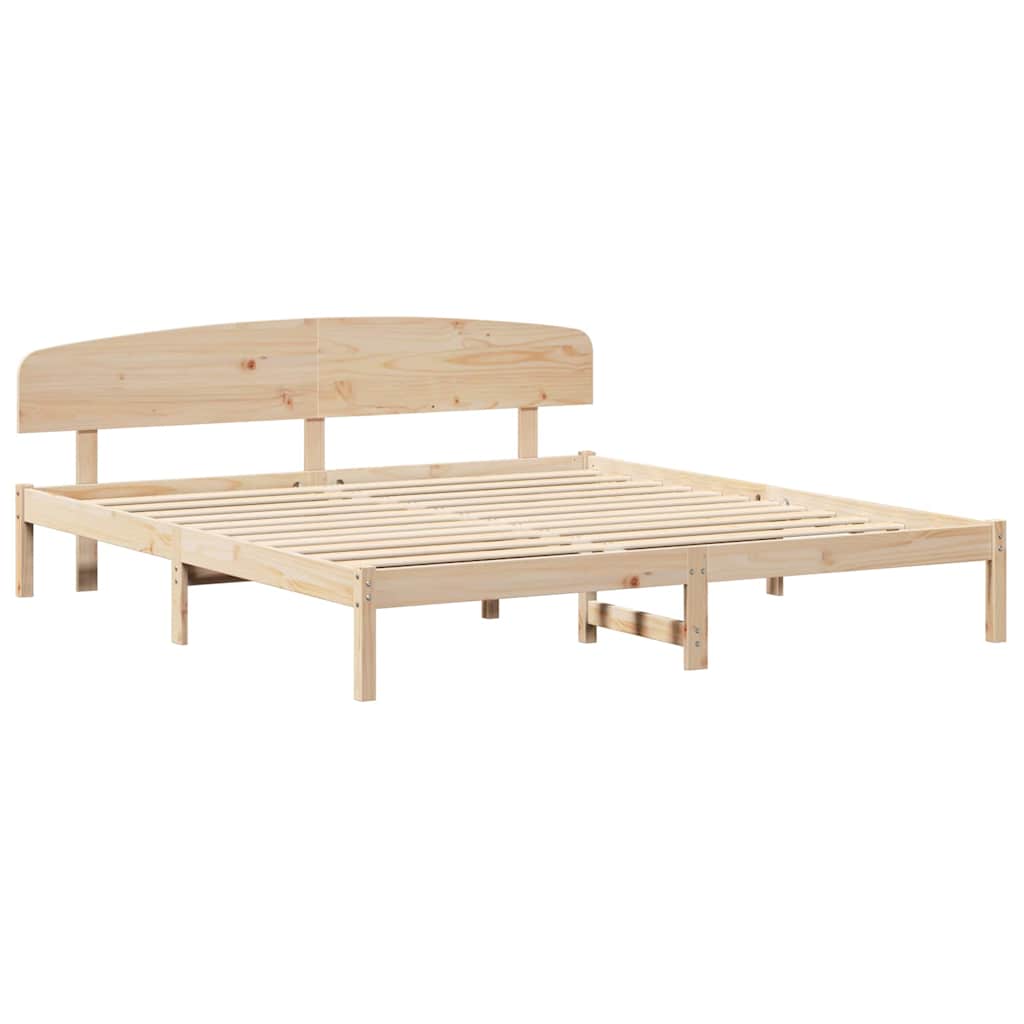 Sengestamme med hodegjerde Brun 180 x 200 cm Massivt furutre