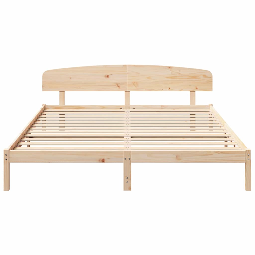 Sengestamme med hodegjerde Brun 180 x 200 cm Massivt furutre