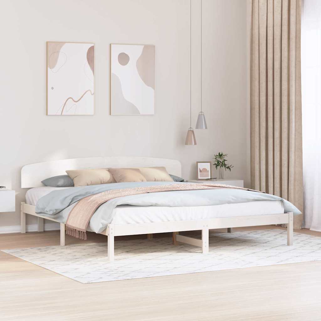 Sengestamme med hodegjerde Hvit 180 x 200 cm Massivt furutre