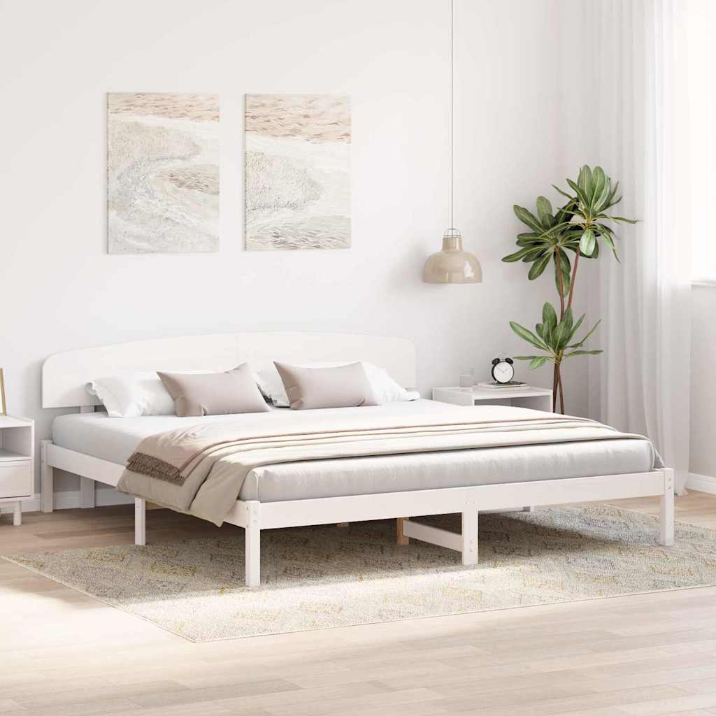 Sengestamme med hodegjerde Hvit 180 x 200 cm Massiv furu