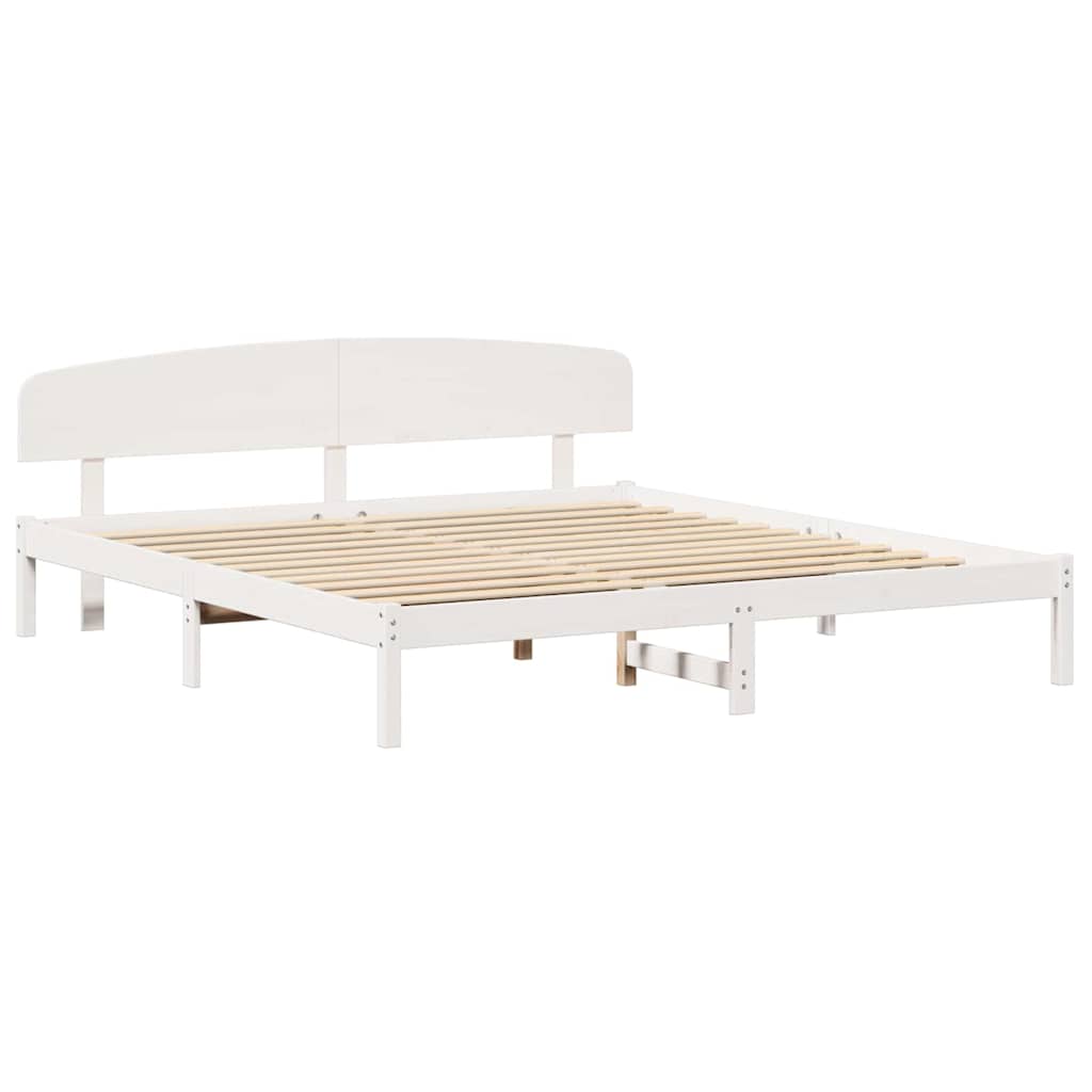 Sengestamme med hodegjerde Hvit 180 x 200 cm Massiv furu