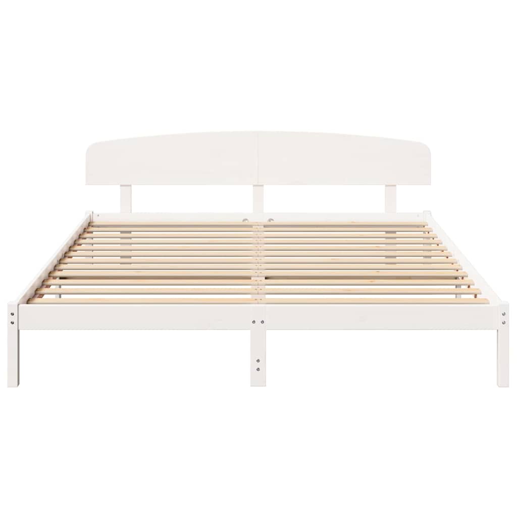 Sengestamme med hodegjerde Hvit 180 x 200 cm Massivt furutre