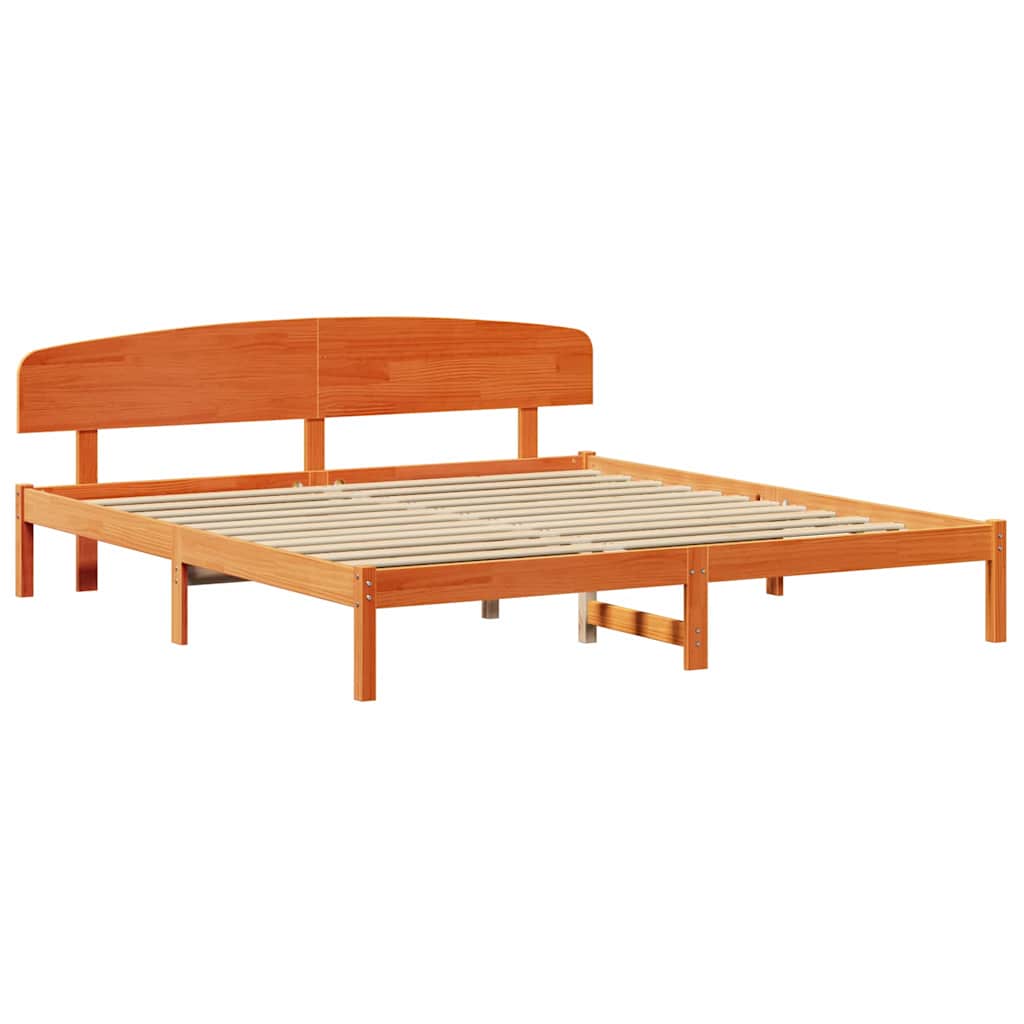 Sengestamme med hodegjerde Brun 180 x 200 cm Massivt furutre