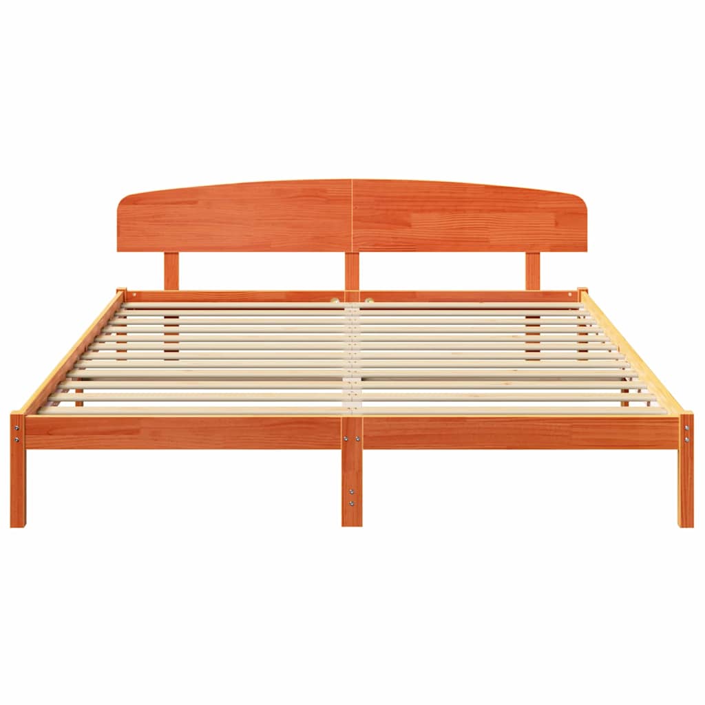Sengestamme med hodegjerde Brun 180 x 200 cm Massivt furutre