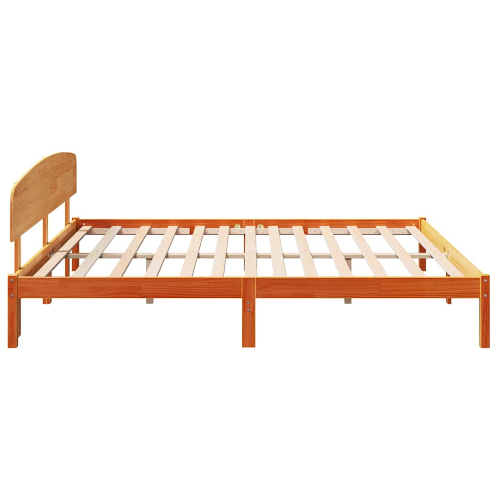 Sengestamme med hodegjerde Brun 180 x 200 cm Massivt furutre