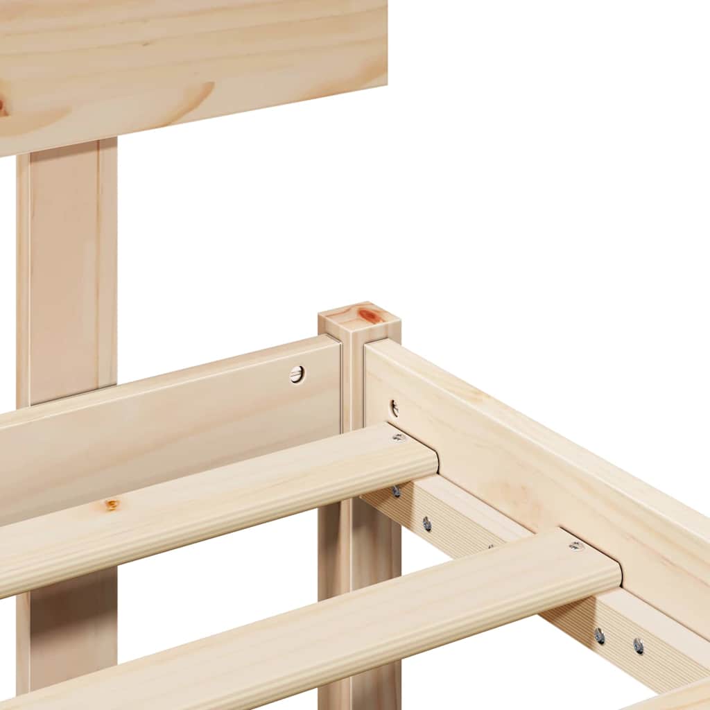 Sengestamme med hodegjerde Naturlig 160 x 200 cm Massiv furu