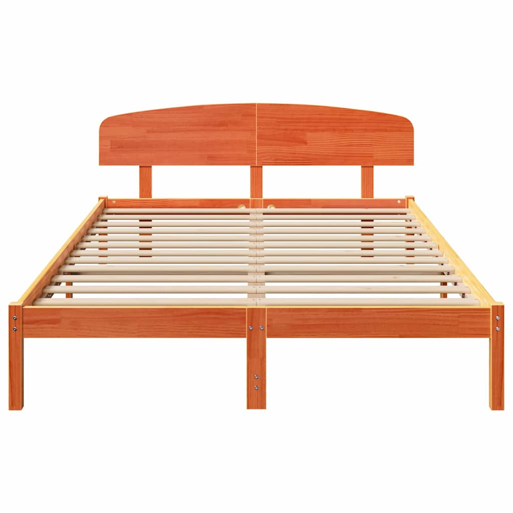 Sengestamme med hodegjerde Vokset Brun 150 x 200 cm Massiv furu