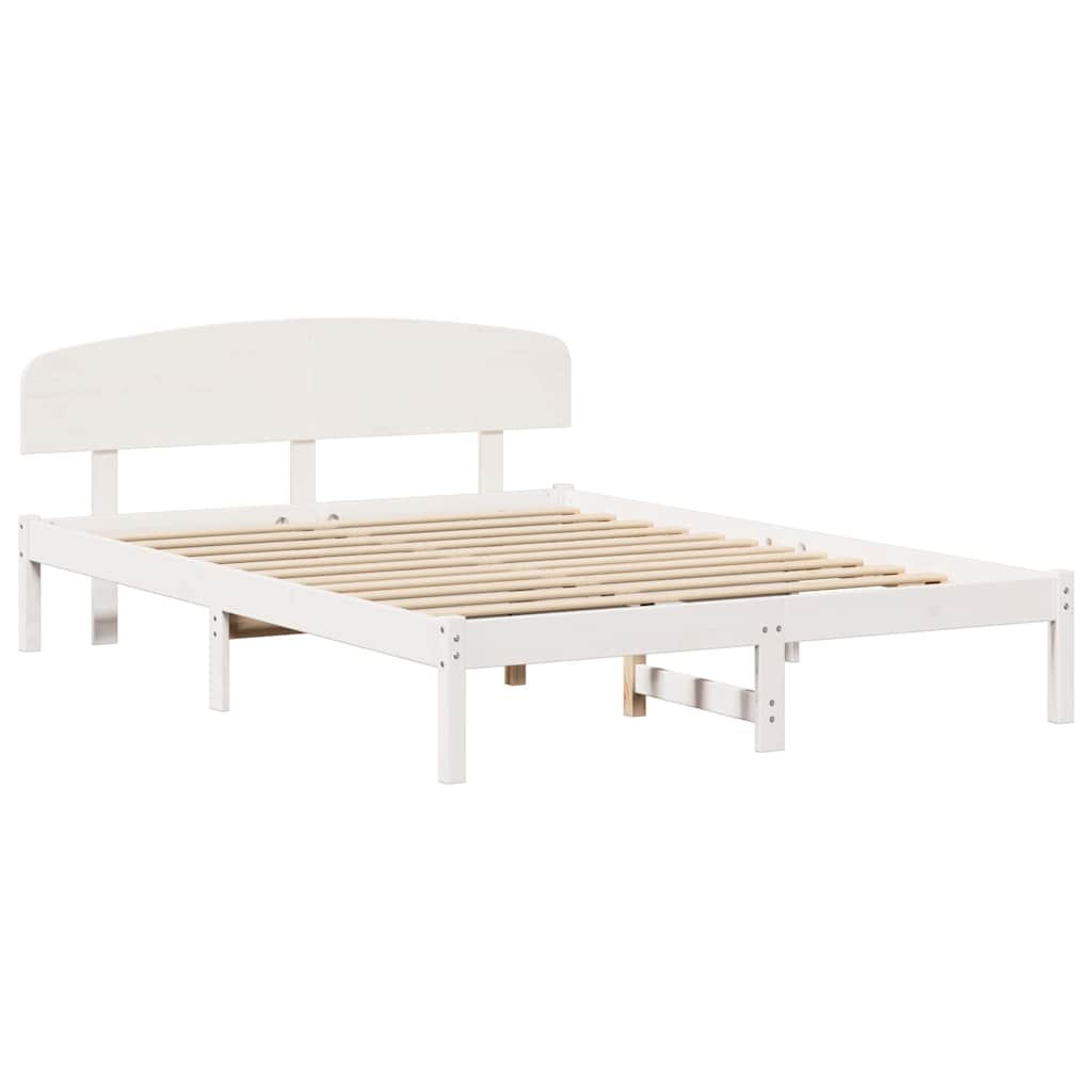 Sengestamme med hodegjerde Hvit 140 x 200 cm Massiv furu