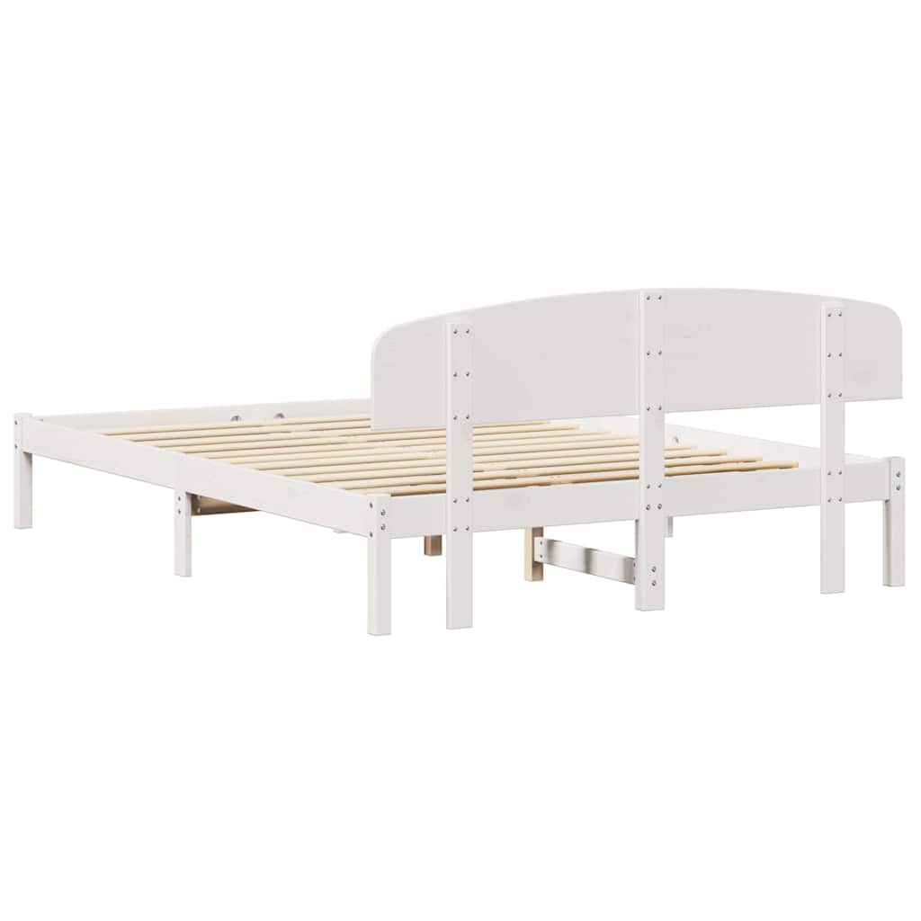 Sengestamme med hodegjerde Hvit 140 x 200 cm Massiv furu