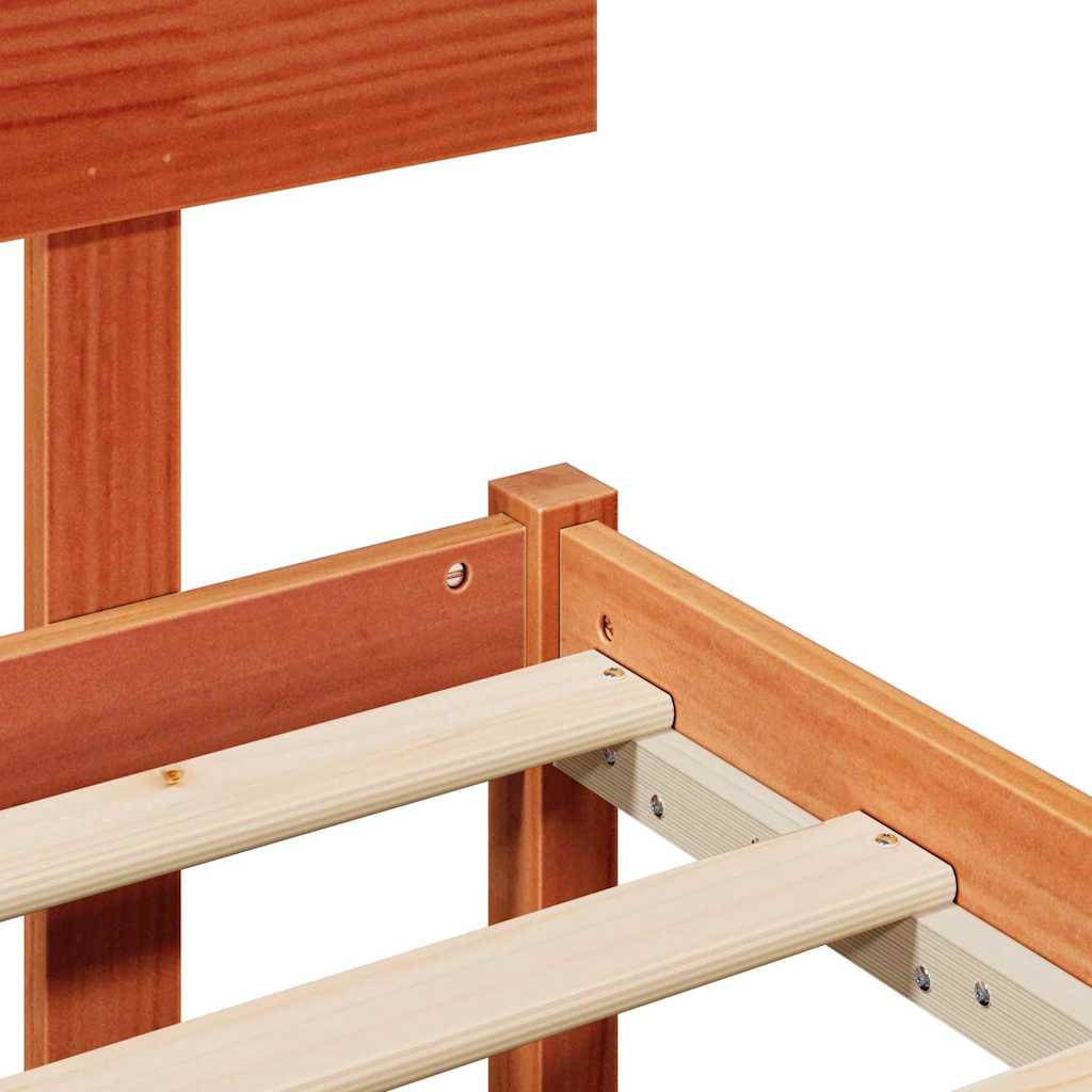 Sengestamme med hodegjerde Vokset Brun 120 x 200 cm Massiv furu