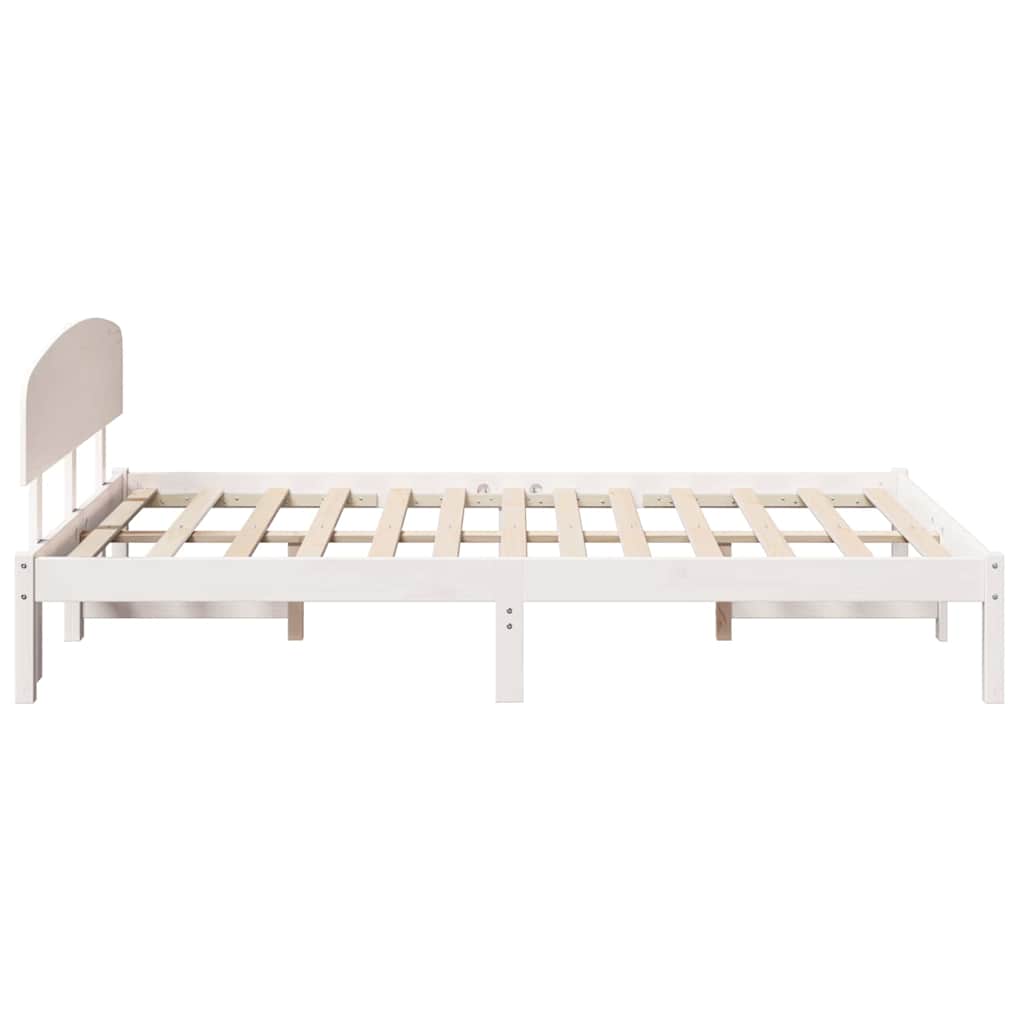 Sengestamme med hodegjerde Hvit 140 x 190 cm Massivt furutre