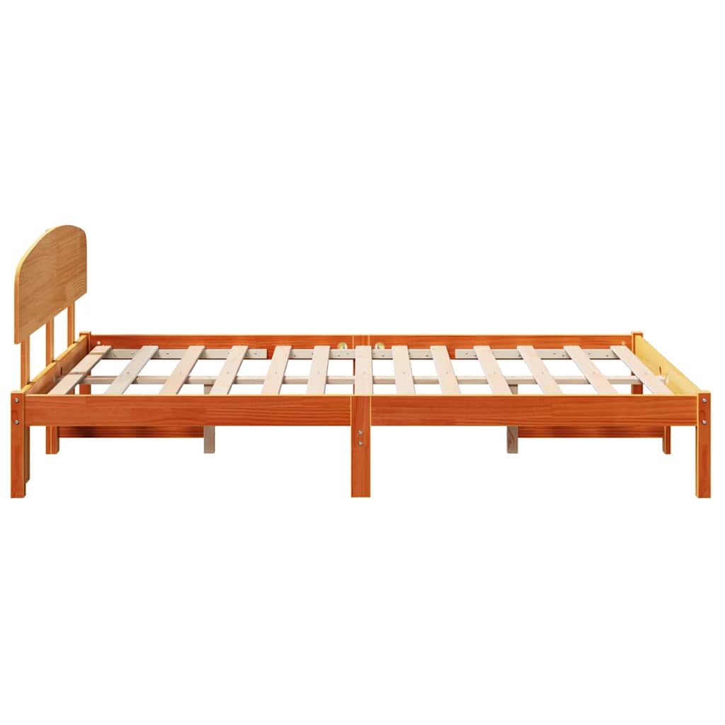 Sengestamme med hodegjerde Vokset Brun 140 x 190 cm Massiv furu