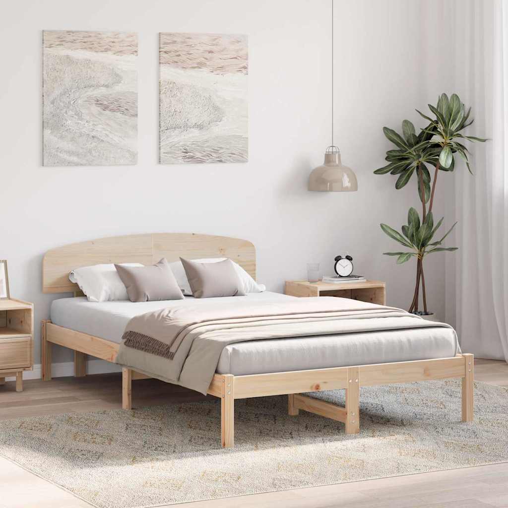 Sengestamme med hodegjerde Brun 135 x 190 cm Massivt furutre