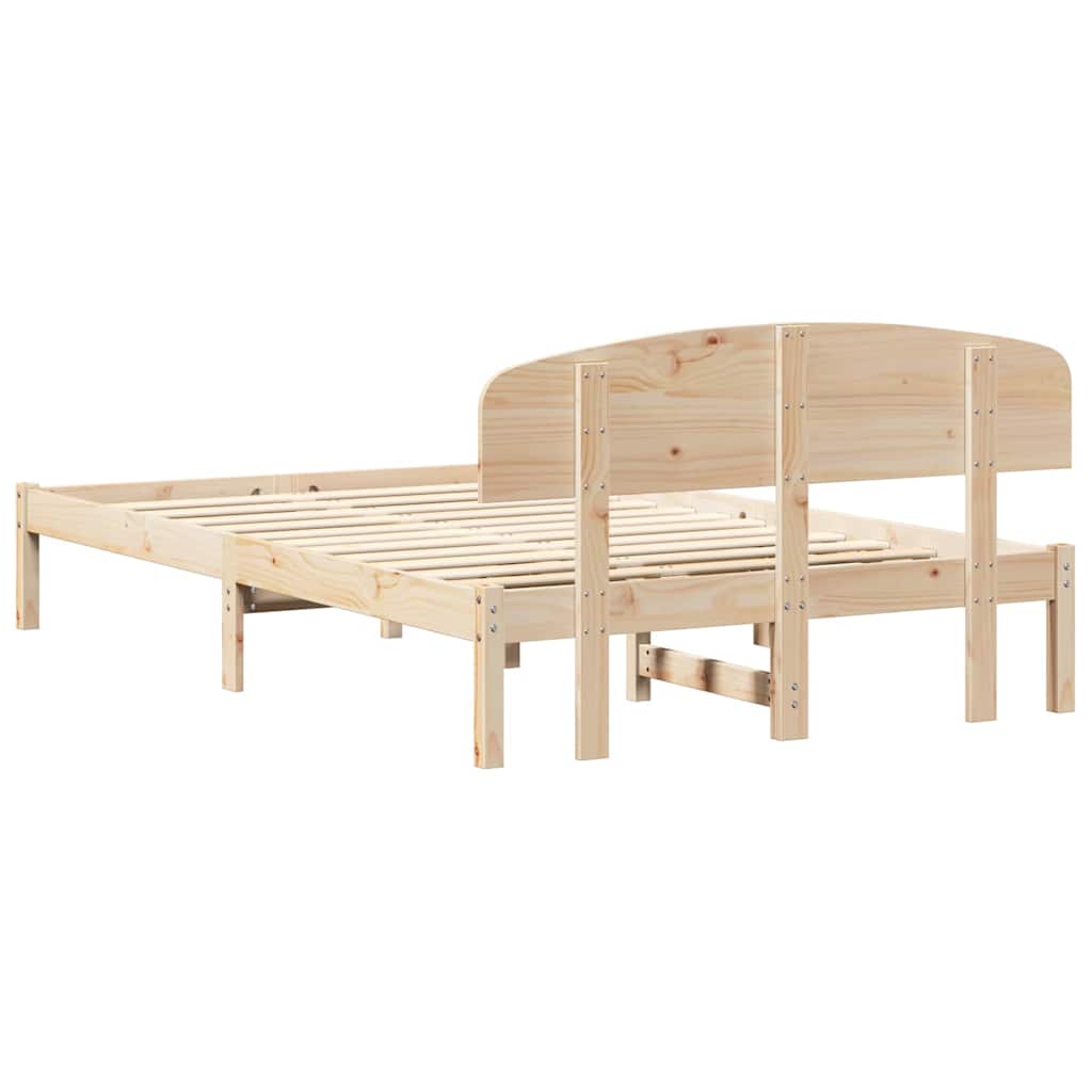 Sengestamme med hodegjerde Brun 135 x 190 cm Massivt furutre